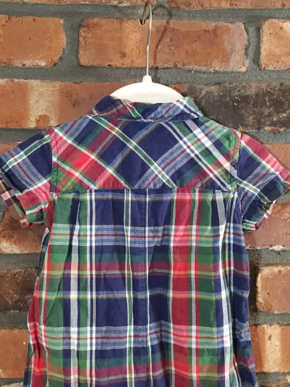 Ralph Lauren 100% Cotton Short Sleeve Plaid Button-down One-Piece Preppy Size 9M